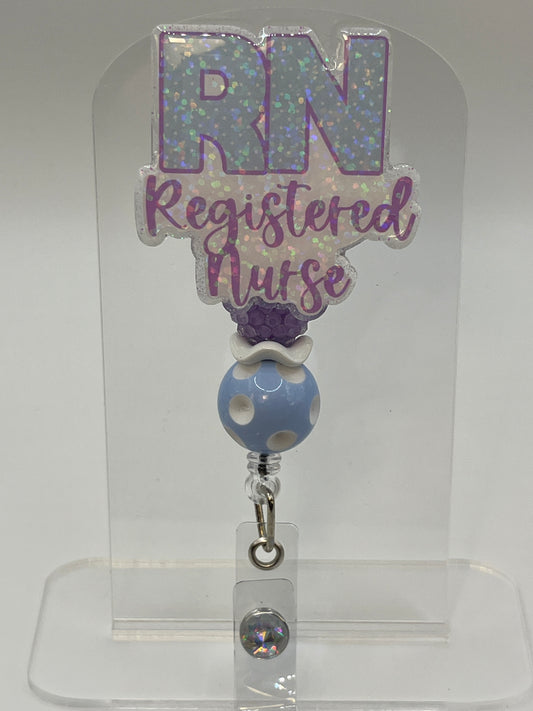 RN-Registered Nurse- Blue Polka Dot