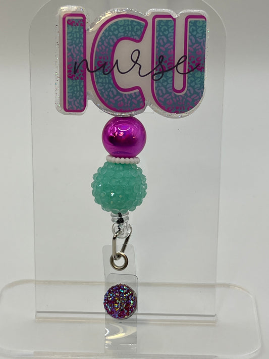 ICU Nurse-Gradient Cheetah Pink and Teal