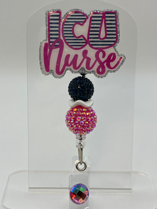 ICU Nurse- Navy and Blue Striped