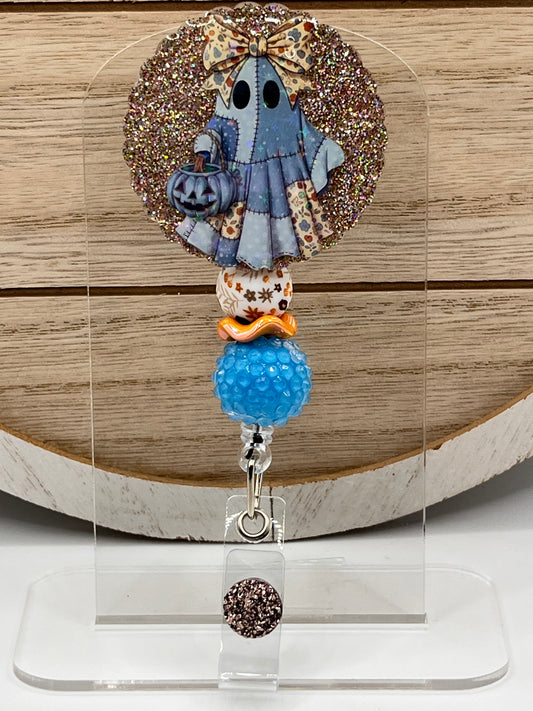 Denim Ghost- Scalloped Circle