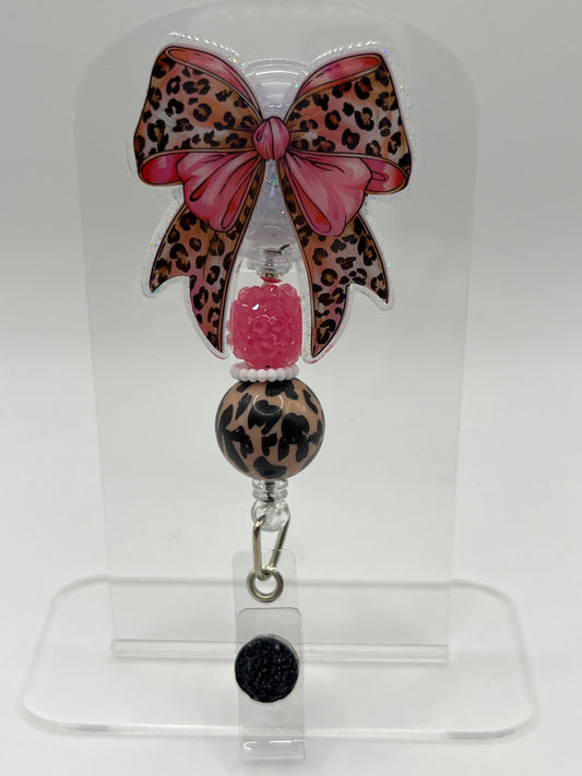 Leopard Bow-Pink