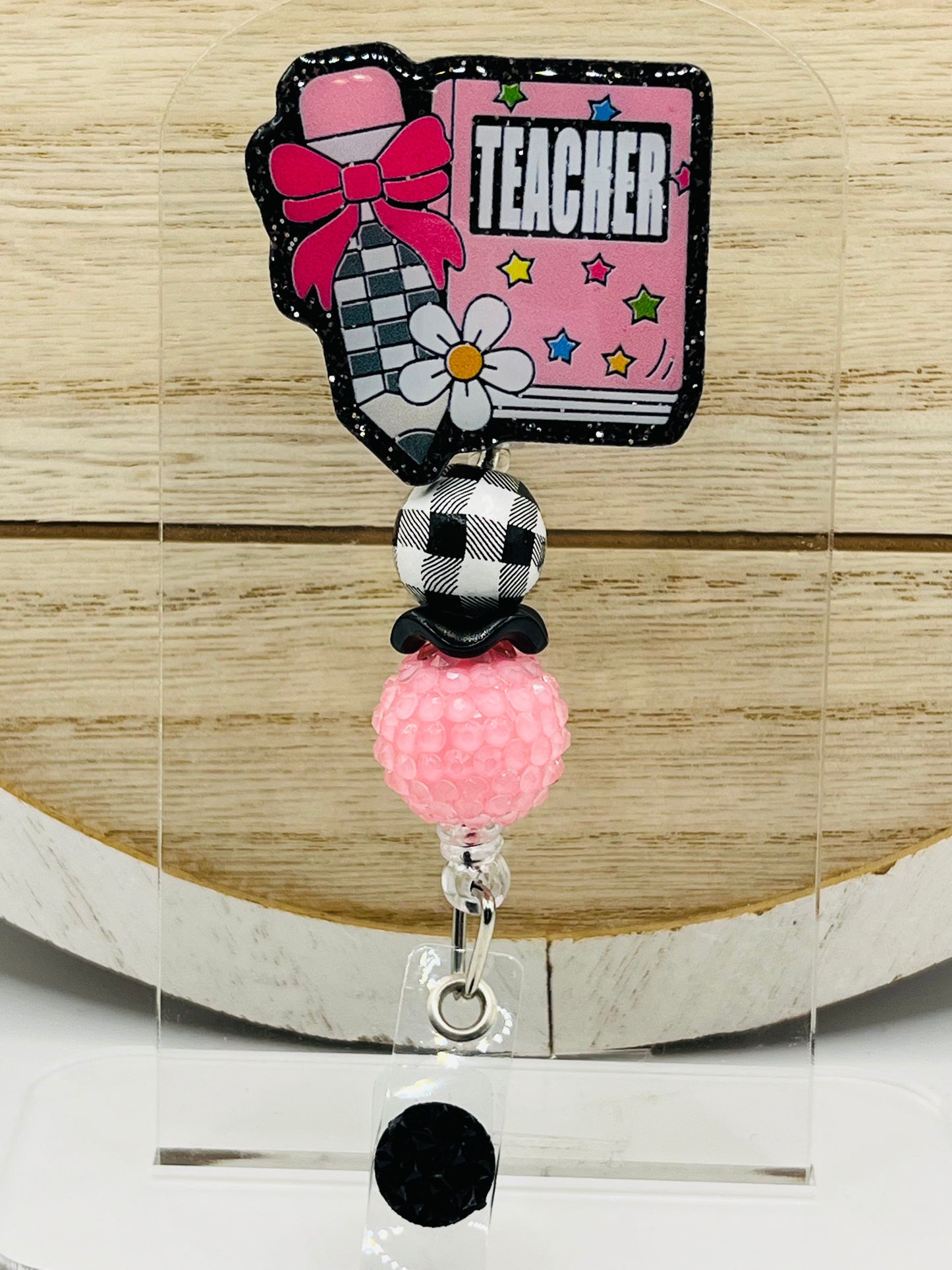 Teacher-Black Checkered and Pink